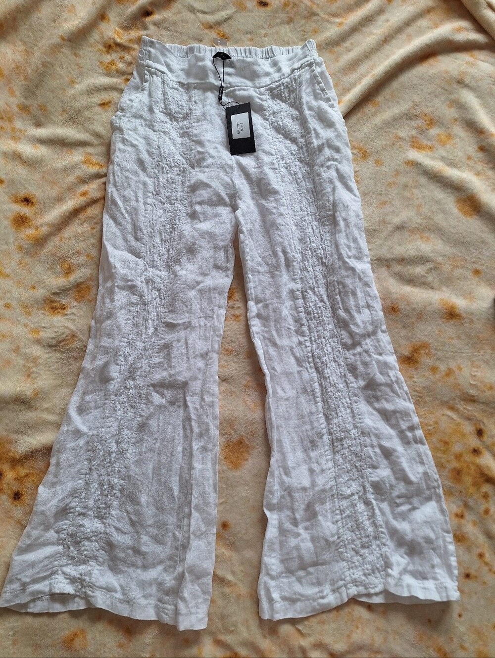 NWT Venti 6 White 100% Linen Wide Leg Pants Made In Italy S